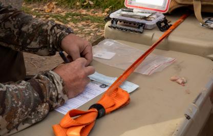 Hunter submitting CWD samples