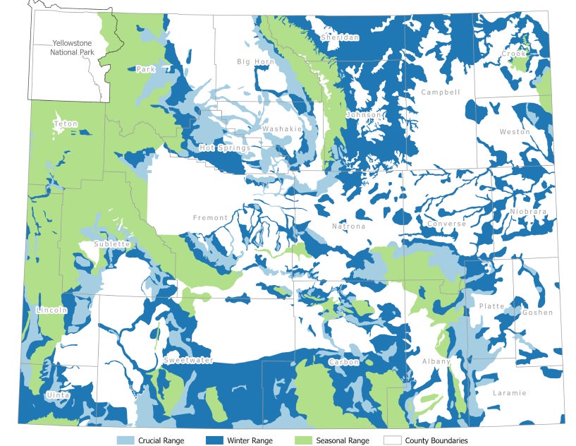 Map of the Mule Deer's native range