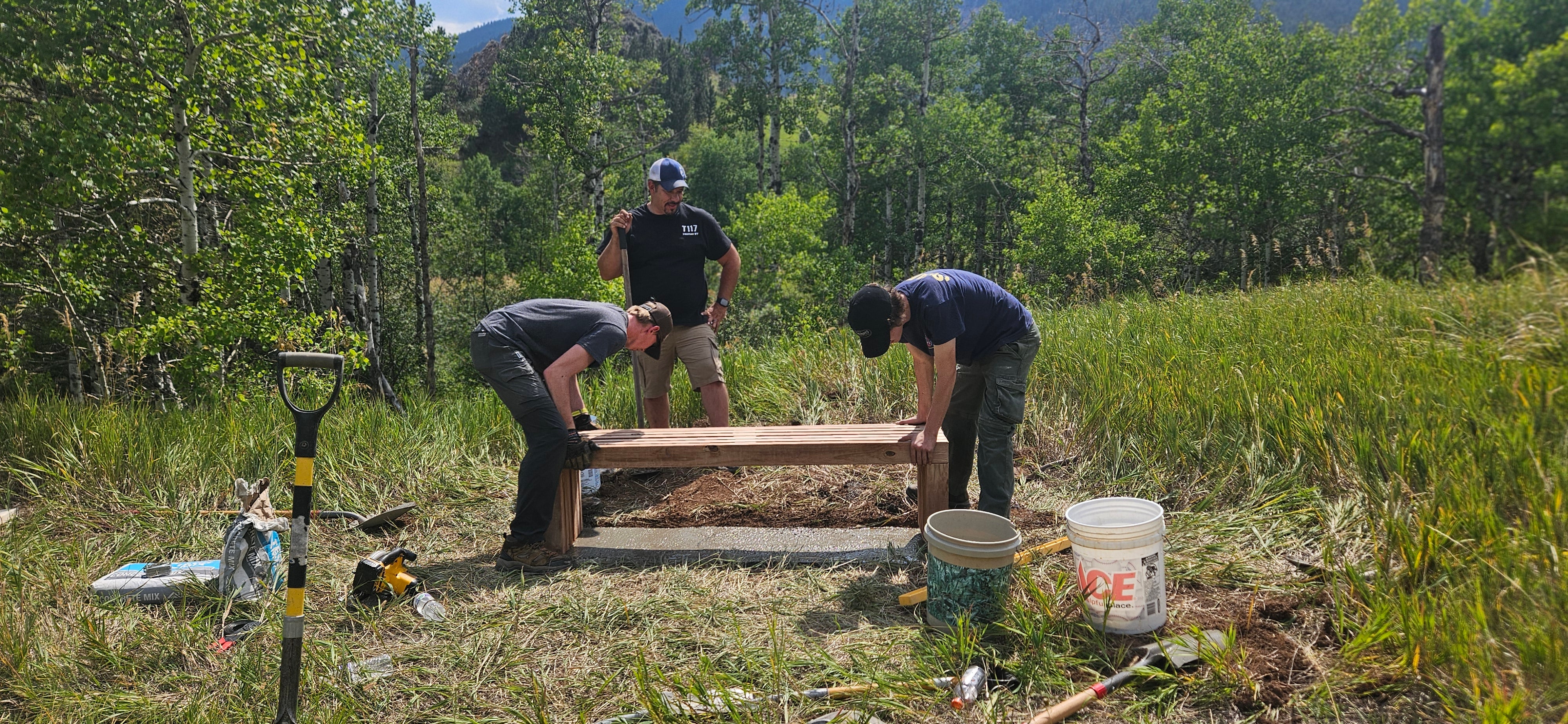 Installation of one of the new Bud Love WHMA benches