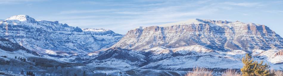 A landscape photo of Jim Mountain in the Absaroka Range west of Cody, Wyoming.
