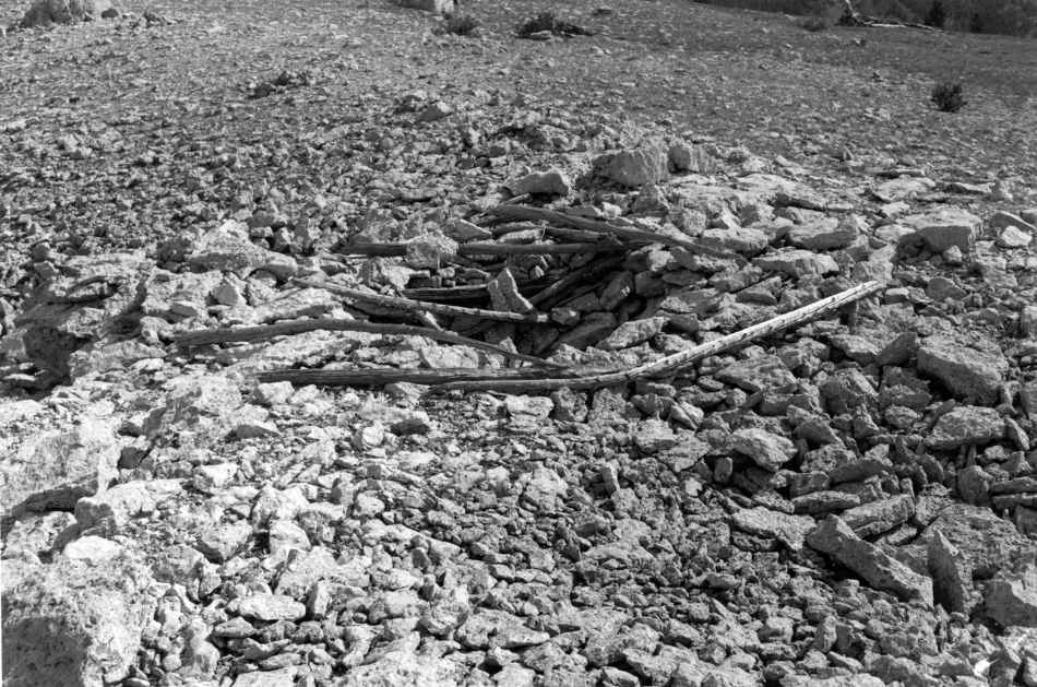 A hunter's blind in slide rock above timberline.