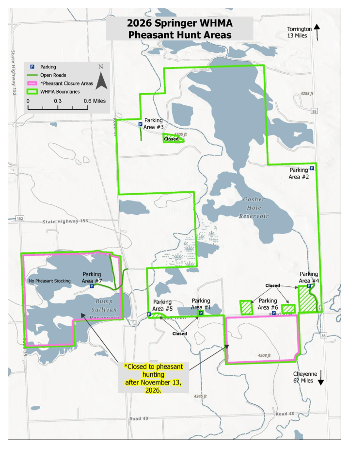Map of pheasant hunting on Springer WHMA