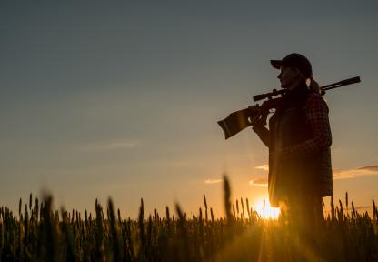 Women hunting at sunset