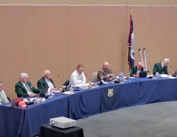 A screenshot of the live recording of the 2023 Gillette commission meeting