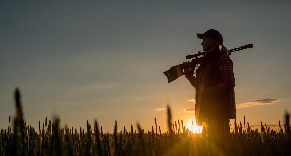 Women hunting at sunset