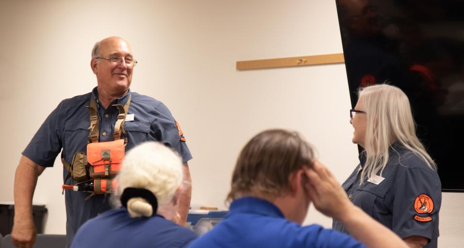 Volunteer instructors lead a Hunter's Education class in Cheyenne.