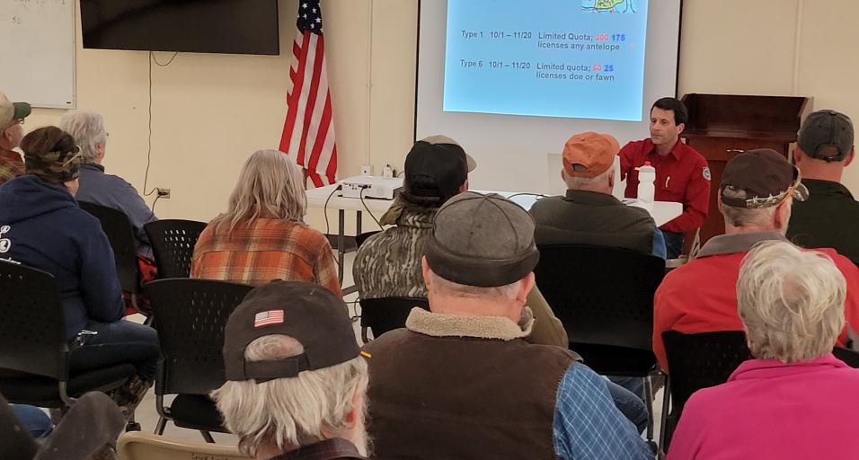 people attending public meeting