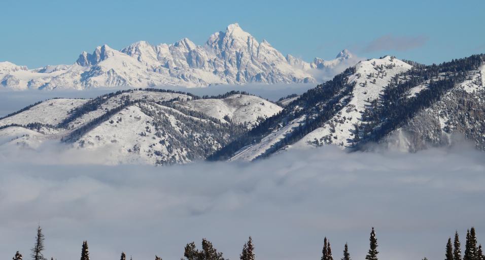 Winter picture of the Teton mountain range. 