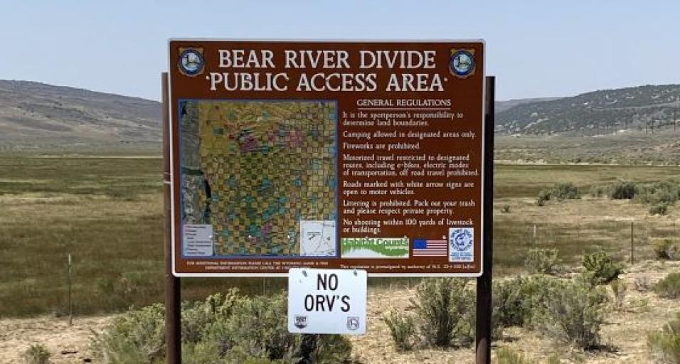 An informational sign for the Bear River Divide PAA