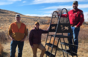 From left to right: Pheasants Forever Board Member Brian Freed, Pheasants Forever Coordinating Wildlife Biologist Linette Sutphin and Wyoming Game and Fish Sheridan Region Access Yes Coordinator Troy Tobiasson.