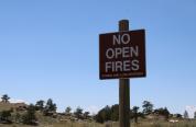 No open fires sign on Laramie Peak WHMA