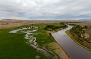 Drone image with river 