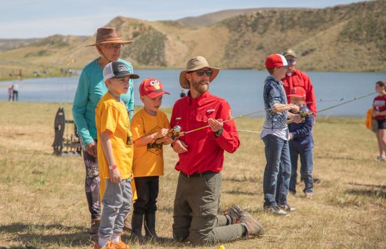 WGF Staff teaches casting lesson to kids