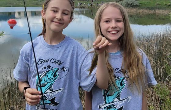 Kids fishing at Yesness Pond