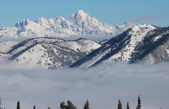 Winter picture of the Teton mountain range. 