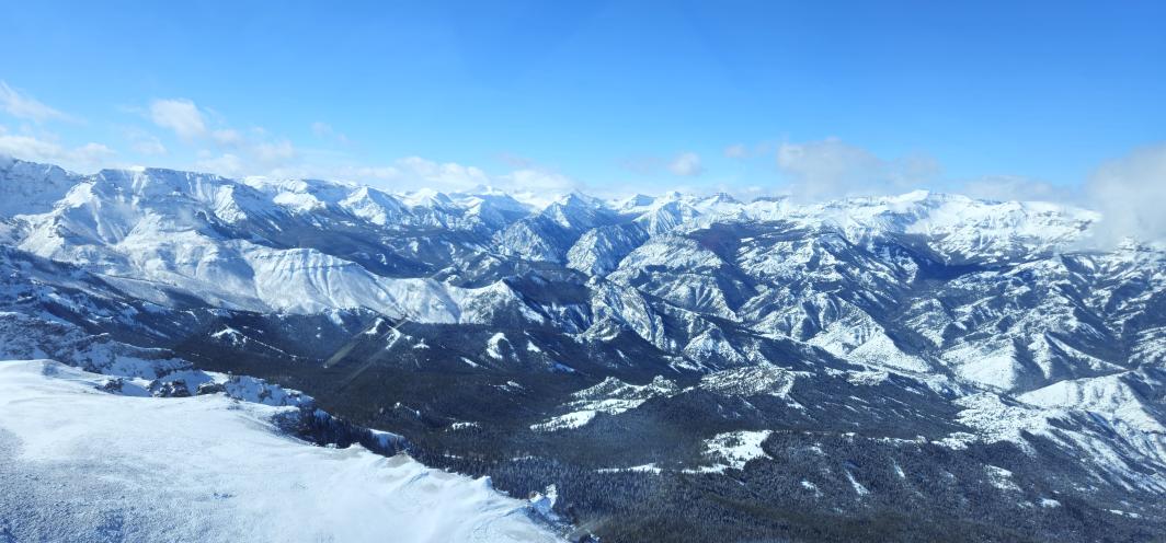 Arial image of the Thorofare during a bighorn sheep monitoring flight in March 