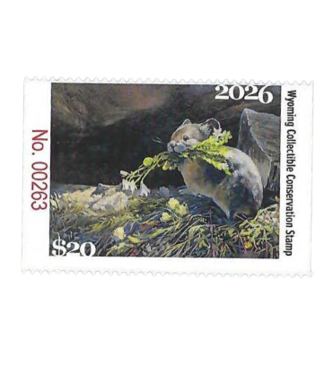 2026 Conservation Art Show stamp featuring Pika