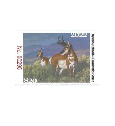 Conservation Art Show Stamp 2022 featuring a Pronghorn Antelope