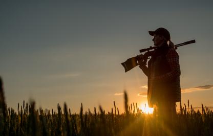 Women hunting at sunset