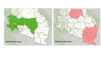 Map of CWD target areas in Big Horn Basin 