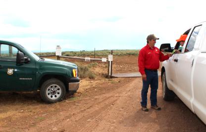 Andy Countryman checks a hunter as they enter a Hunter Management area
