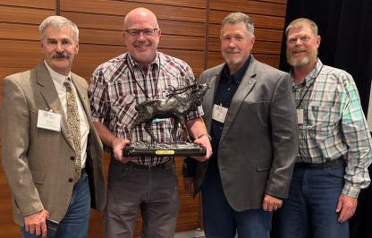 From left: Game and Fish Deputy Director External Operations Doug Brimeyer, Wildlife Management Coordinator and award recipient Daryl Lutz, Chief Game Warden Dan Smith, Deputy Chief Wildlife Division Martin Hicks. From left: Game and Fish Deputy Director External Operations Doug Brimeyer, Wildlife Management Coordinator and award recipient Daryl Lutz, Chief Game Warden Dan Smith, Deputy Chief Wildlife Division Martin Hicks.