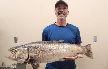 Shelby Holder of Kemmerer with his record-breaking tiger trout Shelby Holder of Kemmerer with his record-breaking tiger trout