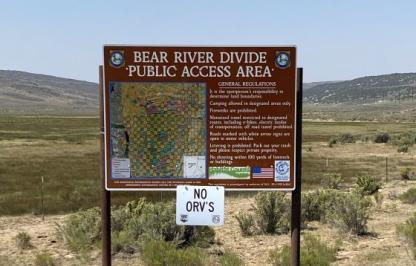 An informational sign for the Bear River Divide PAA