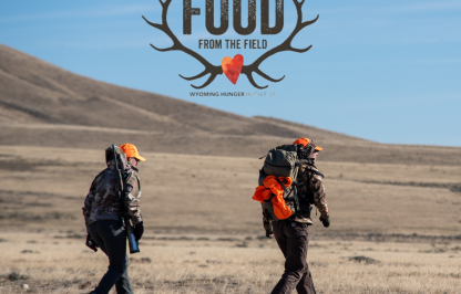 Hunters wearing blaze orange with Food from the Field logo
