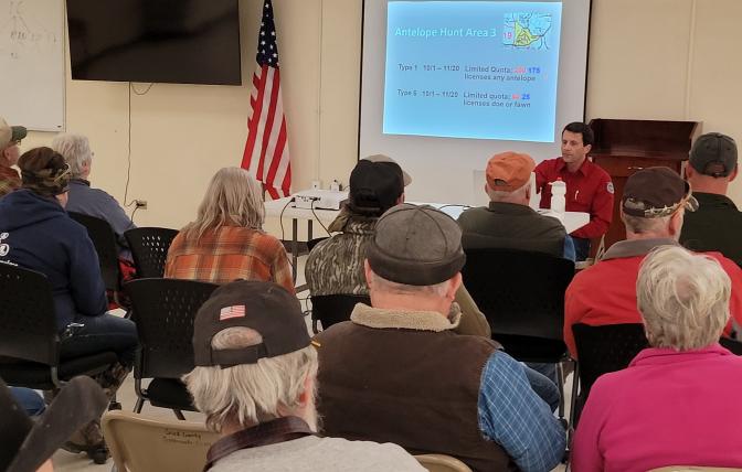 people attending public meeting