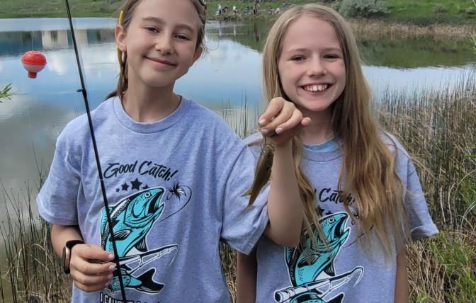 Kids fishing at Yesness Pond